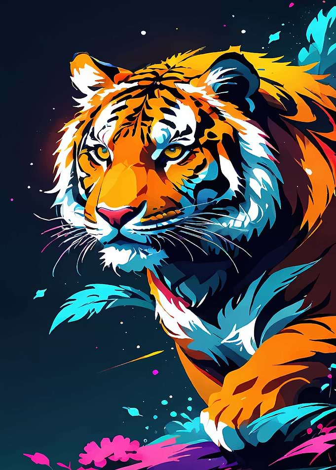 Colorful Tiger Portrait