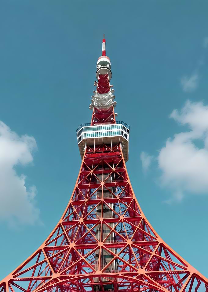 Tokyo Tower against a blue sky