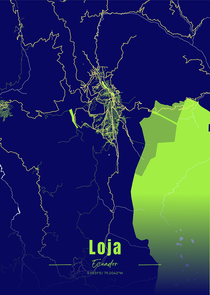 Loja, Ecuador Map Art