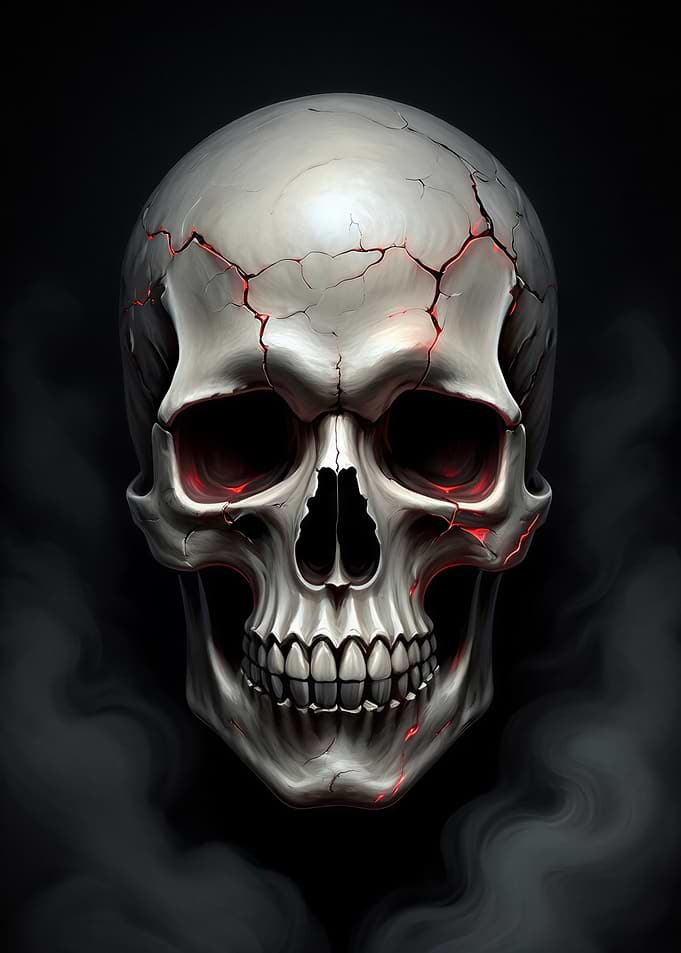 Cracked Skull with Red Glow