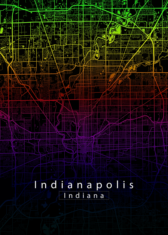 Indianapolis Indiana City Map rainbow