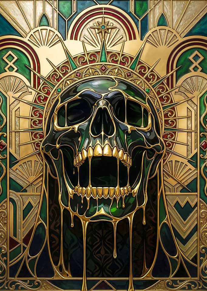 Golden Melting Skull