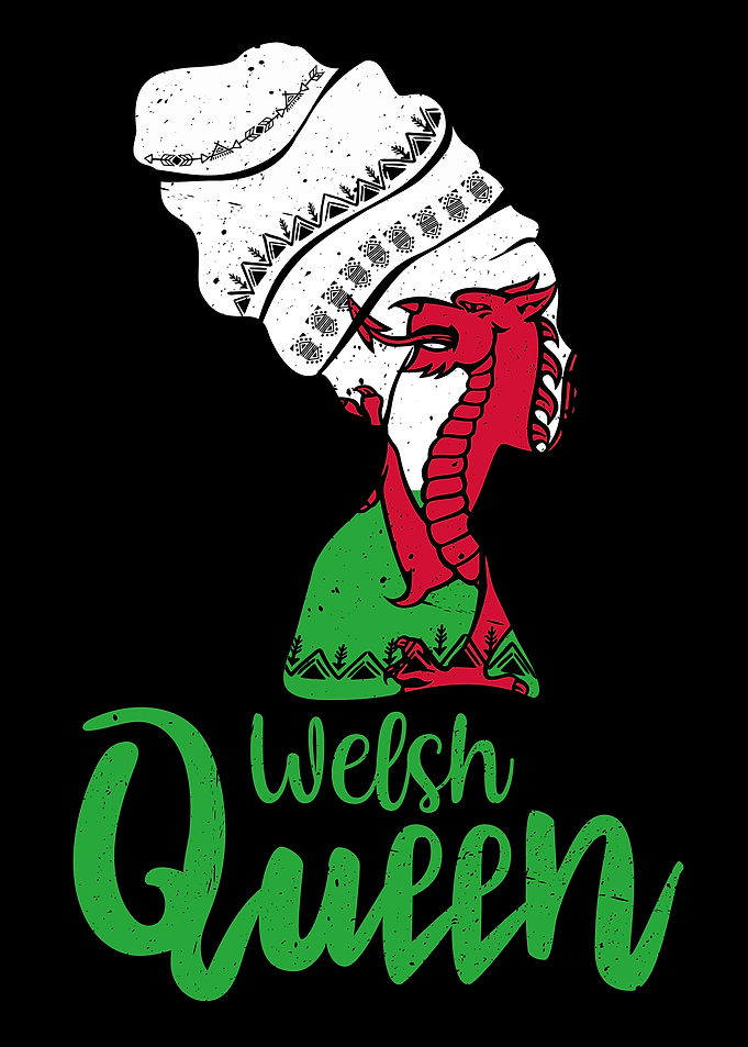 Welsh Queen Wales Flag Afro Roots
