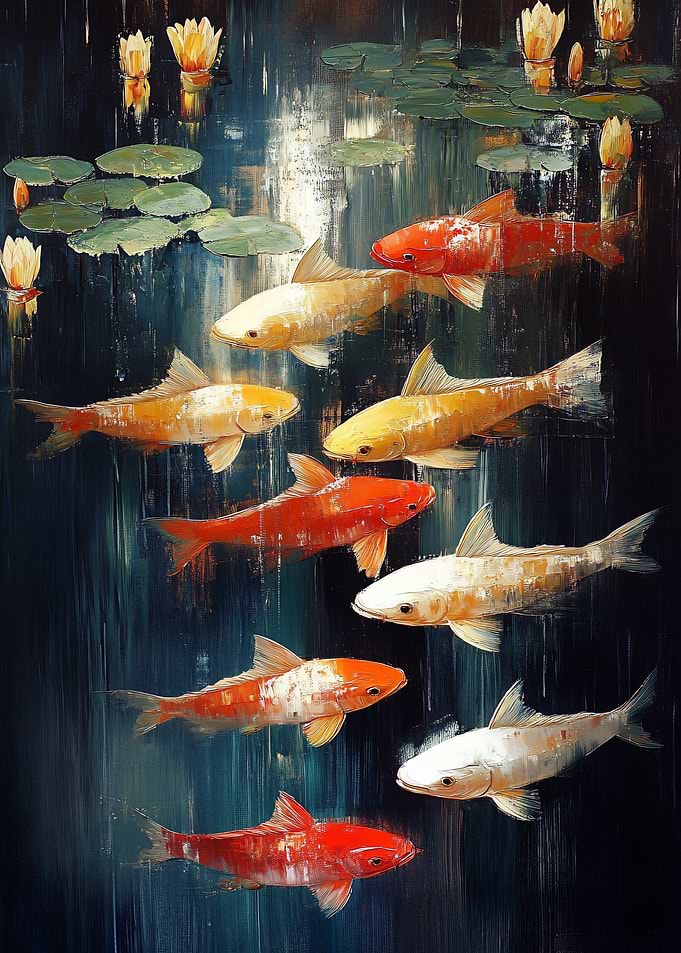 Koi Fish Pond Painting