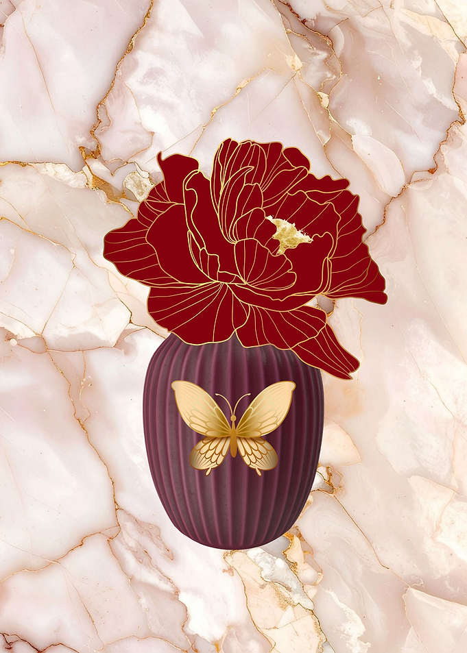 Floral arrangement with butterfly vase