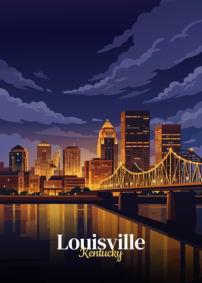 Louisville Kentucky Cityscape at Night