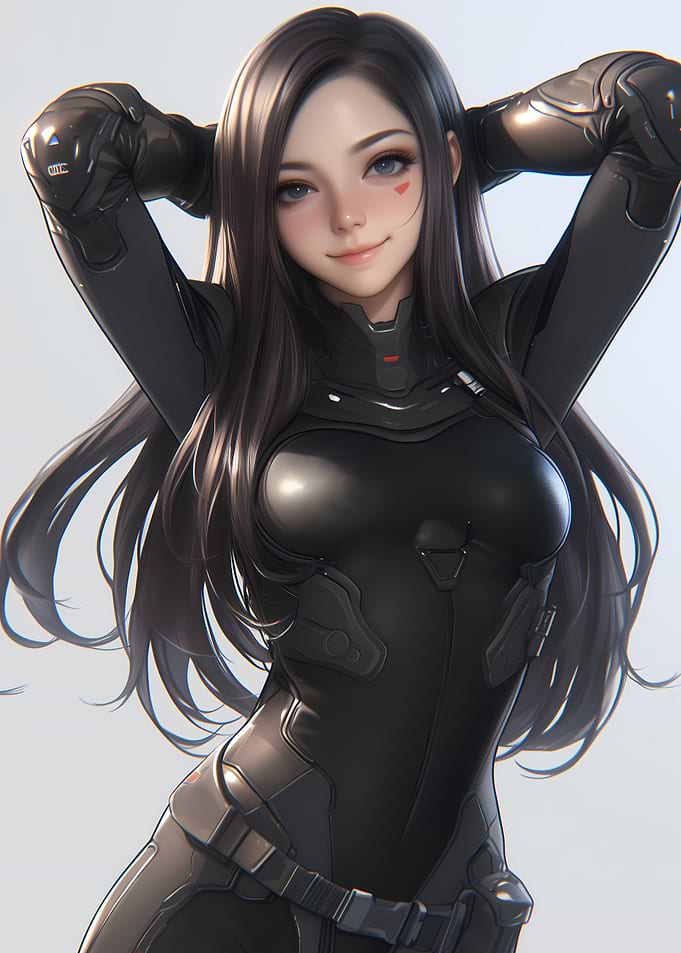 Reika Shimohira Anime Girl in Futuristic Black Suit