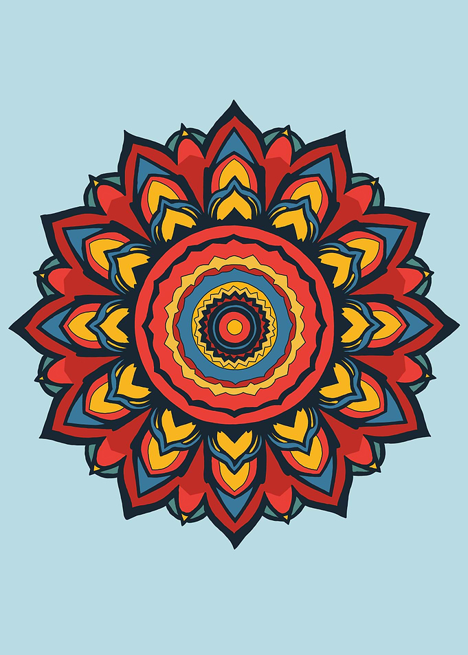 Mandala Art on Light Blue