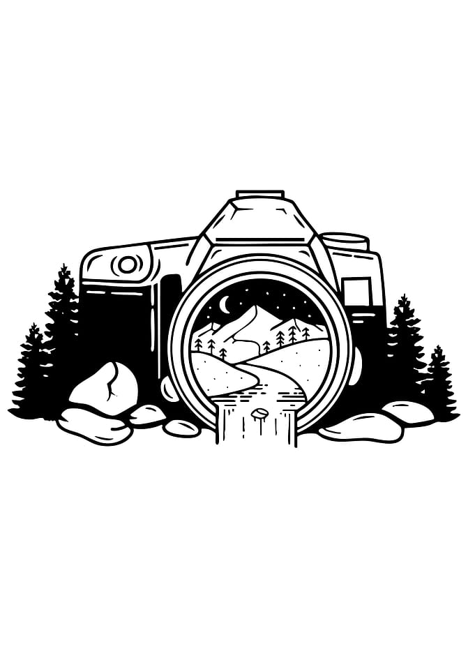 Camera Lens Landscape Black and White