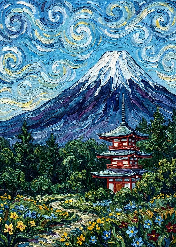 Mount Fuji and Pagoda Painting
