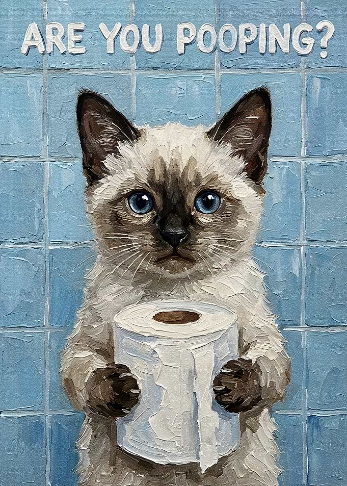 Siamese Cat with Toilet Paper Painting