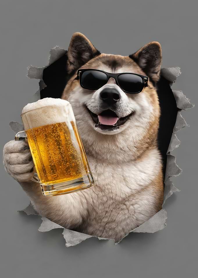 Cool Dog with Beer Mug