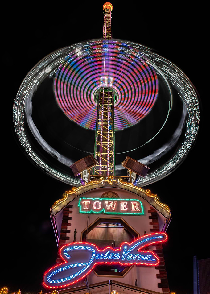 Spinning Tower Ride at Night