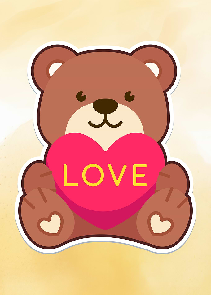 Cute Teddy Bear with Love Heart