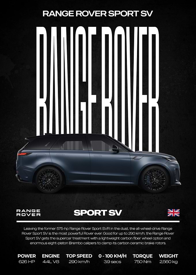 Range Rover Sport SV Car Poster