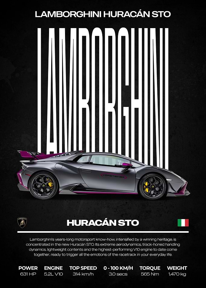 Lamborghini Huracán STO Car Poster