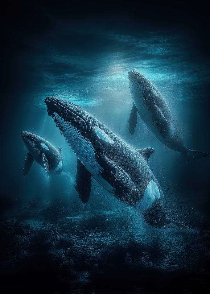Killer Whales In Deep Ocean Waters