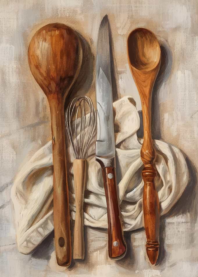 Kitchen Utensils Still Life Painting