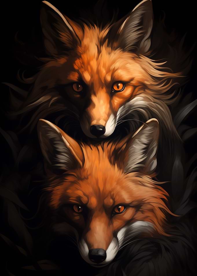 Two Foxes Portrait