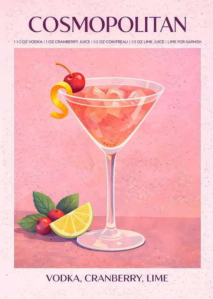 Cosmopolitan Cocktail Recipe Illustration
