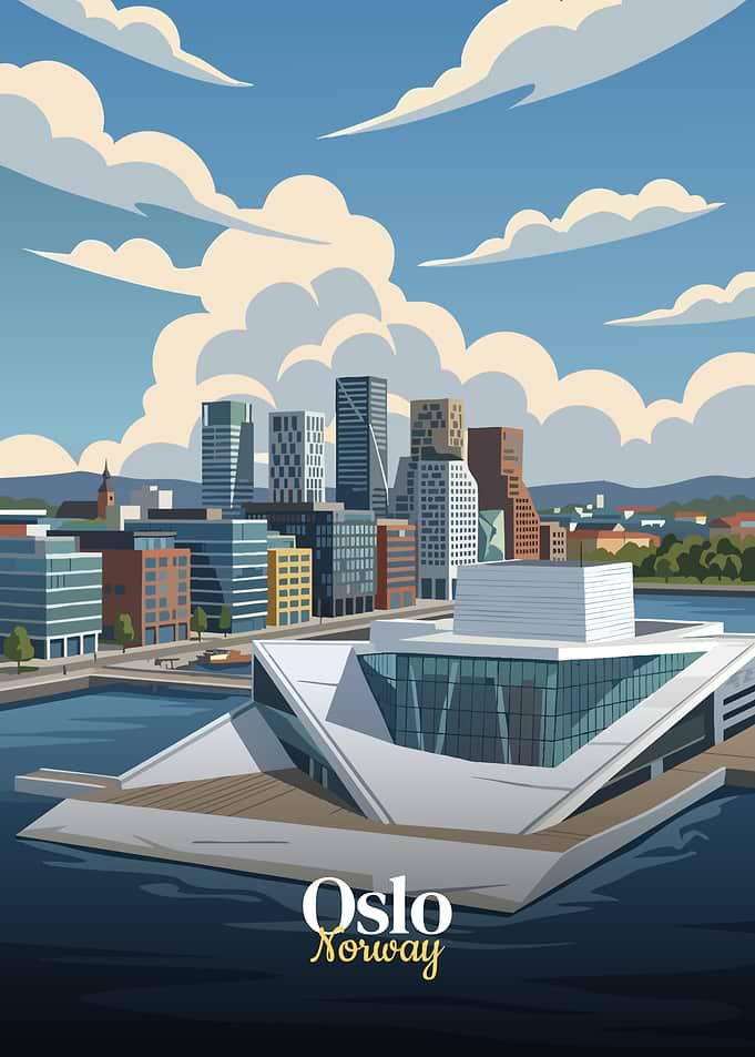 Oslo, Norway Cityscape Illustration