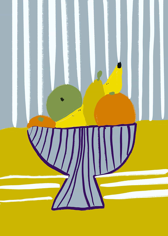 Stylized Fruit Bowl Still Life