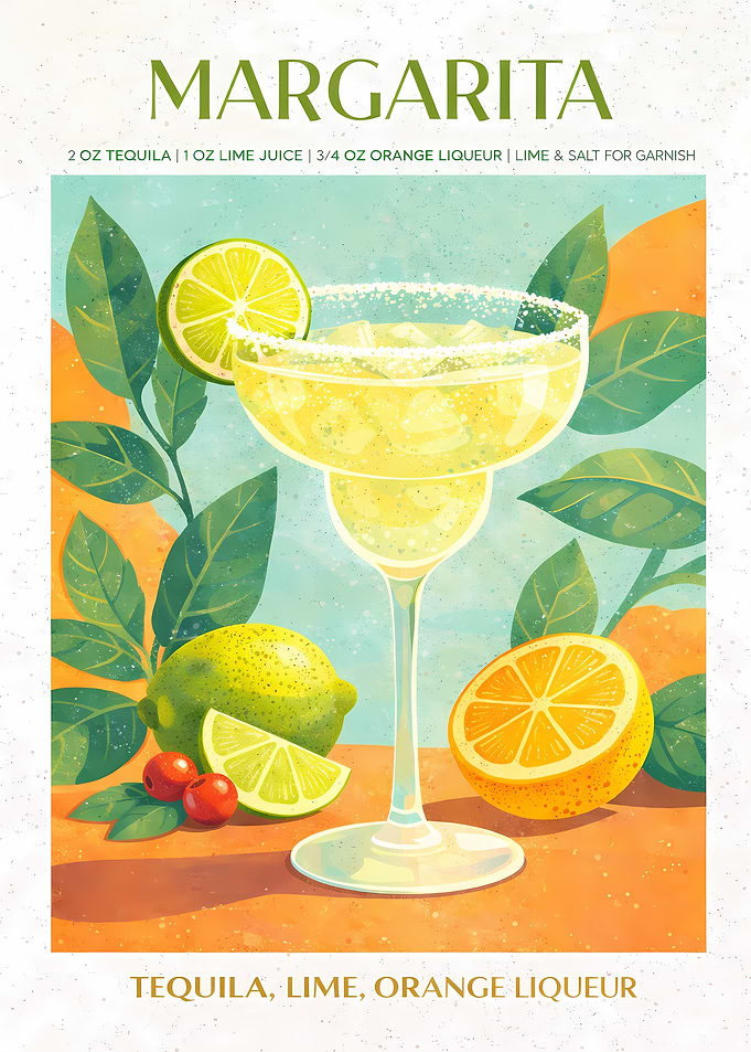 Margarita Cocktail Recipe Illustration