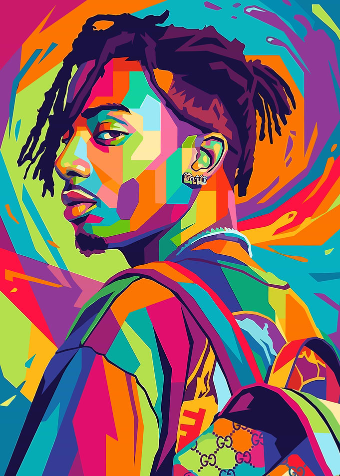 Playboi Carti Colorful Pop Art Portrait