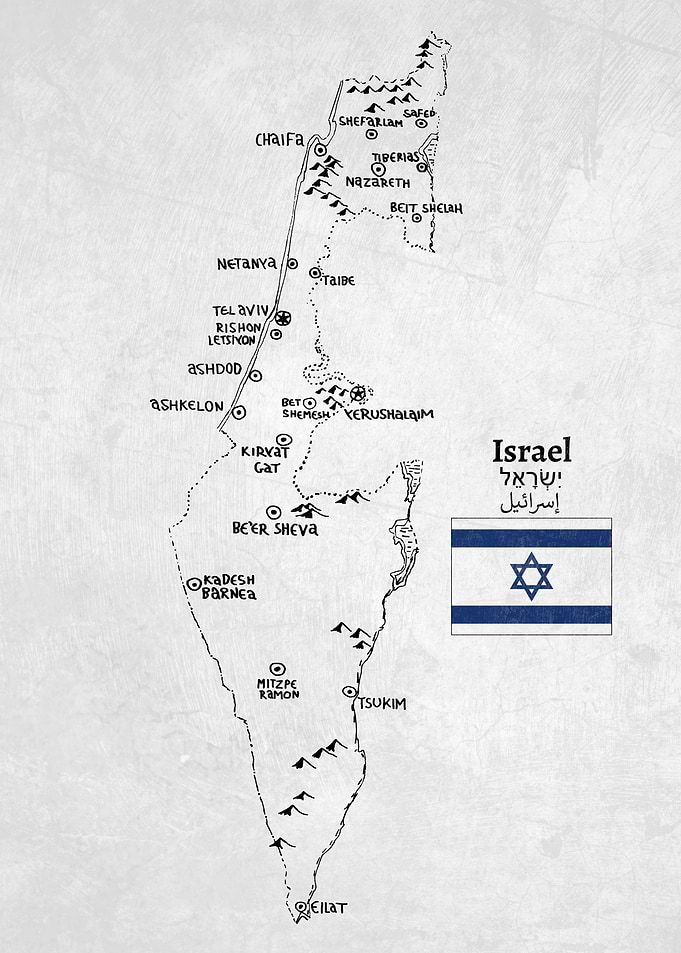 Handdrawn Map of Israel