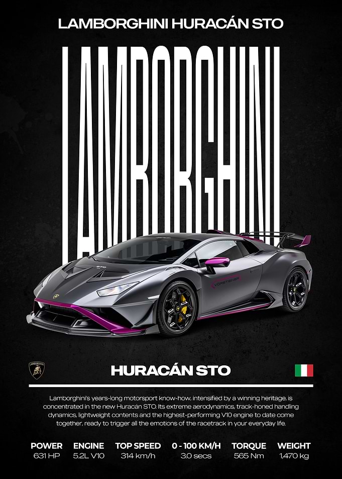 Lamborghini Huracán STO Car Poster
