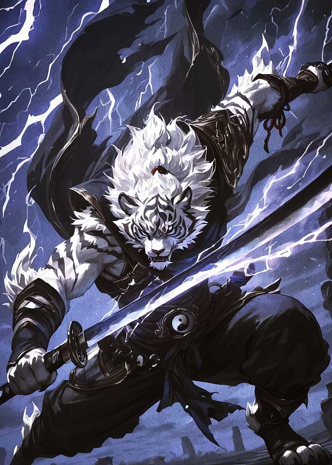Anthropomorphic Tiger Warrior with Sword