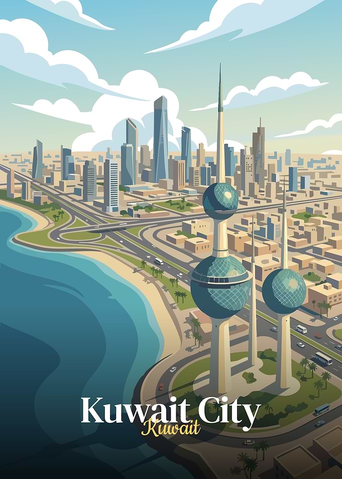 Kuwait City Skyline Illustration