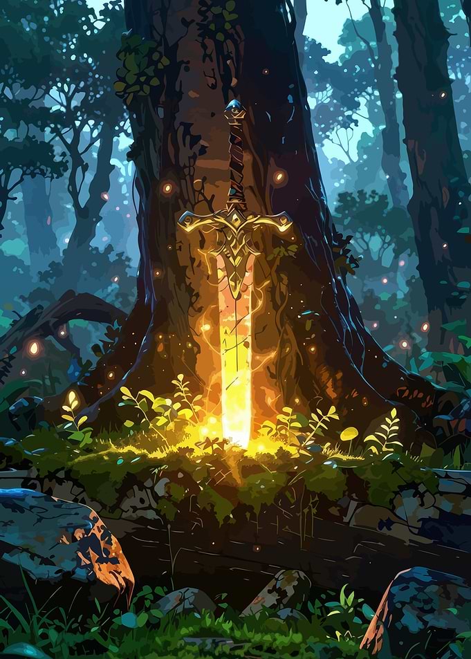 Enchanted Sword in Forest