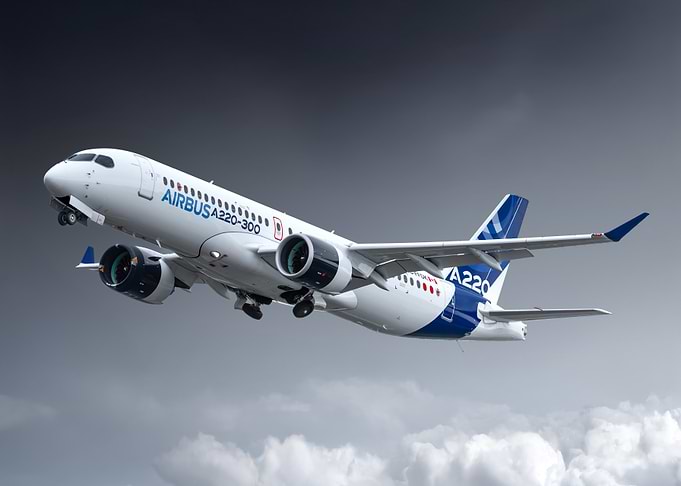 Airbus A220-300 fly-by