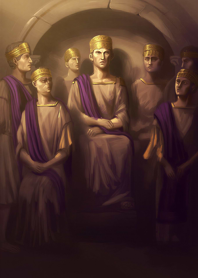 Byzantine Emperors in a Stone Chamber