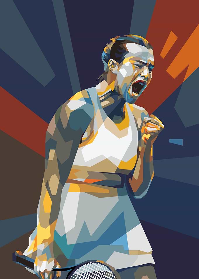 Aryna Sabalenka in colorful art