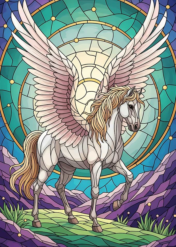Stained Glass Pegasus Fantasy Art