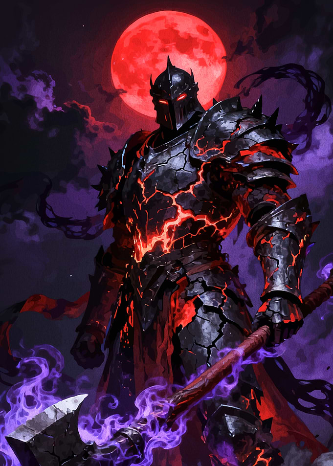 Dark Knight with Red Moon
