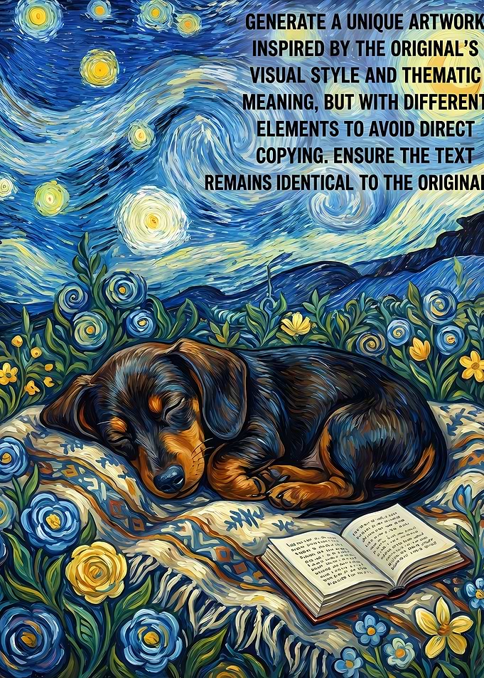 Dachshund Sleeping in Van Gogh Style