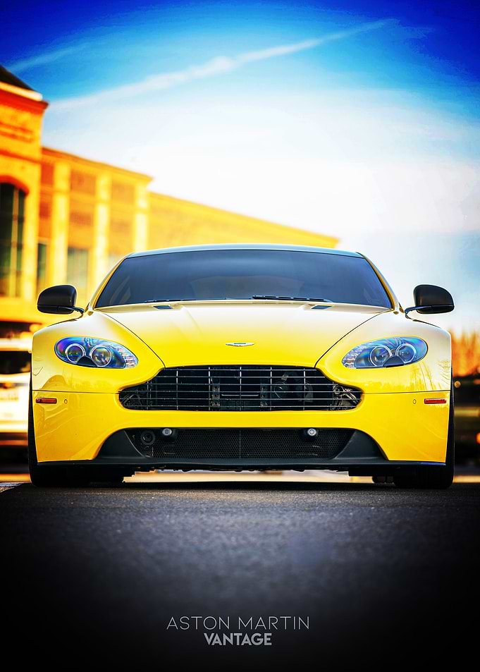 Yellow Aston Martin Vantage Poster