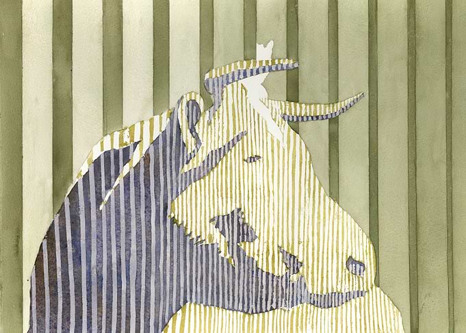 Striped Wildebeest Watercolor