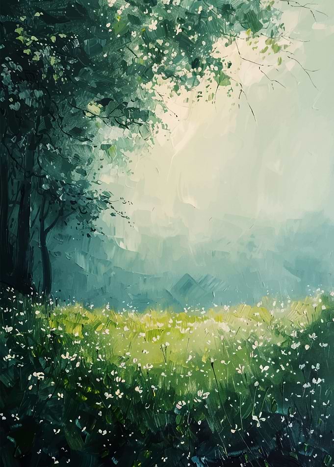 Misty Forest Glade Painting