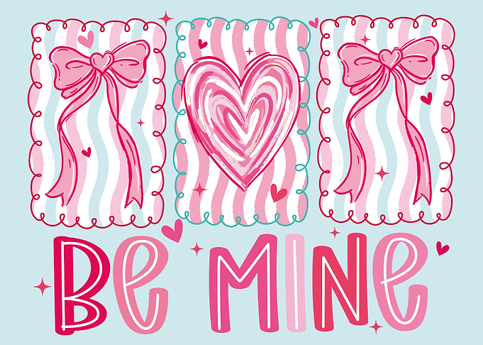 Valentine’s Day Heart Poster, Cute Pink Bow Wall Art, Romantic Love Illustration Print