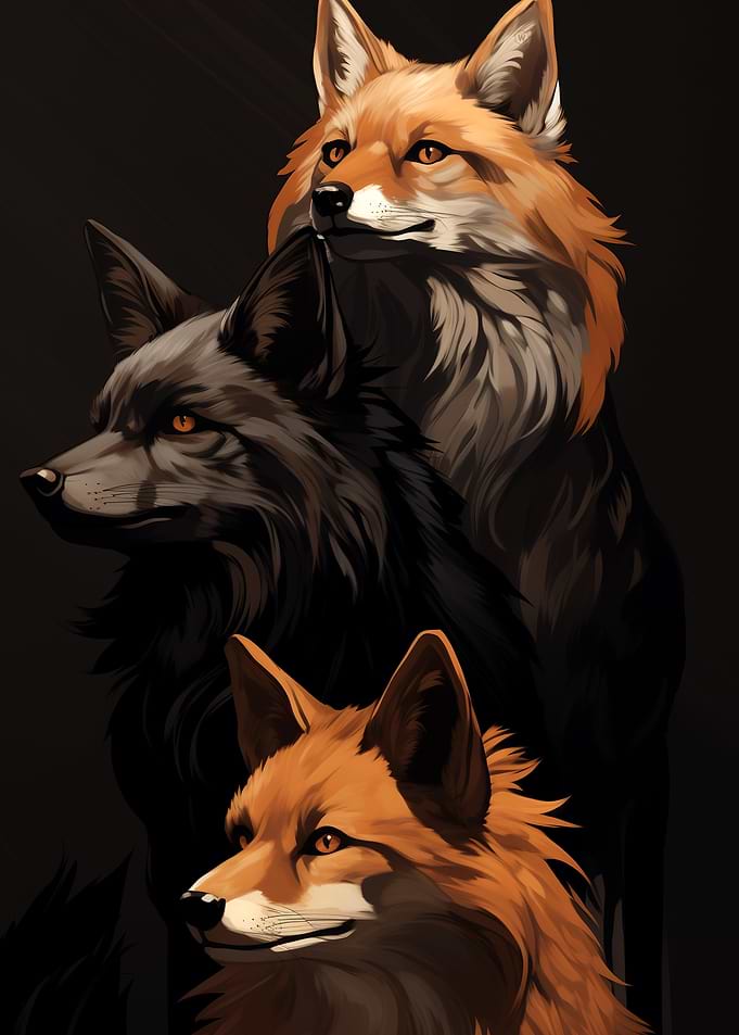 Three Foxes Portrait