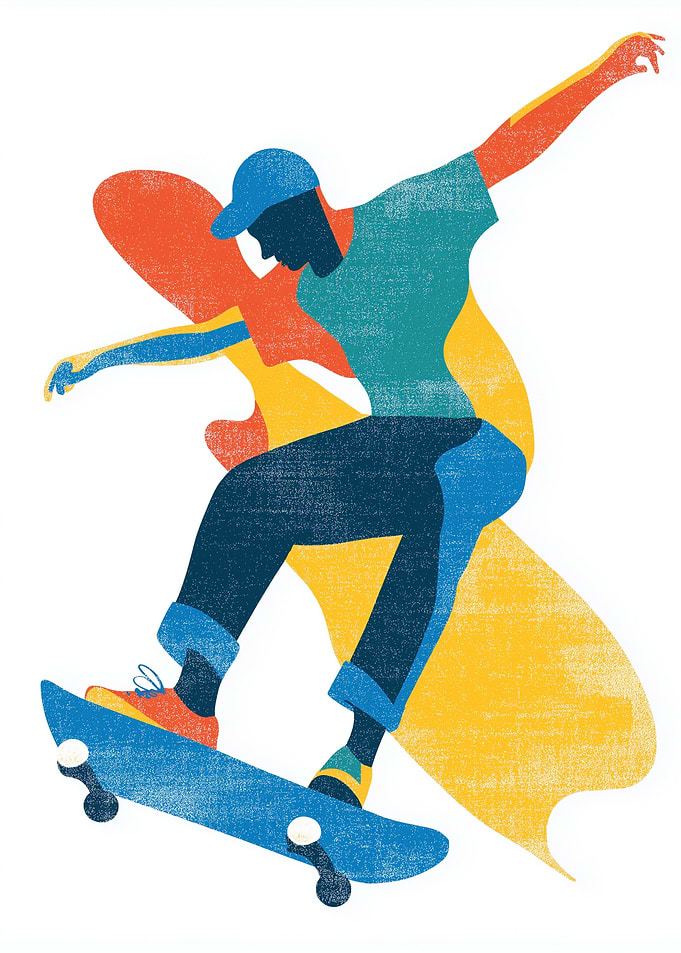 Skateboarder in Motion Graphic Art