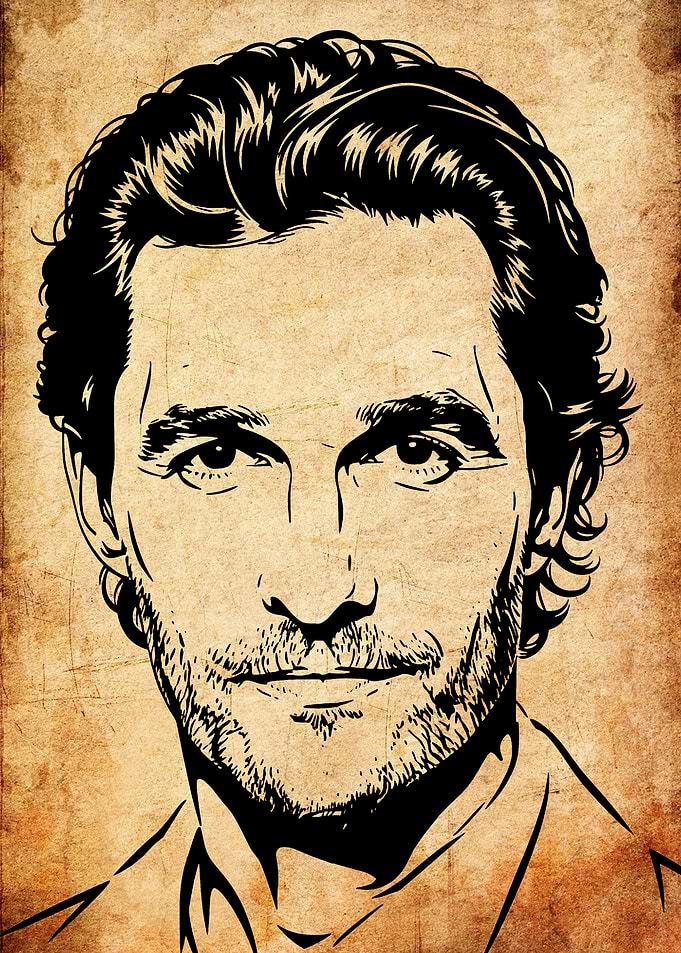 Matthew McConaughey portrait in vintage style