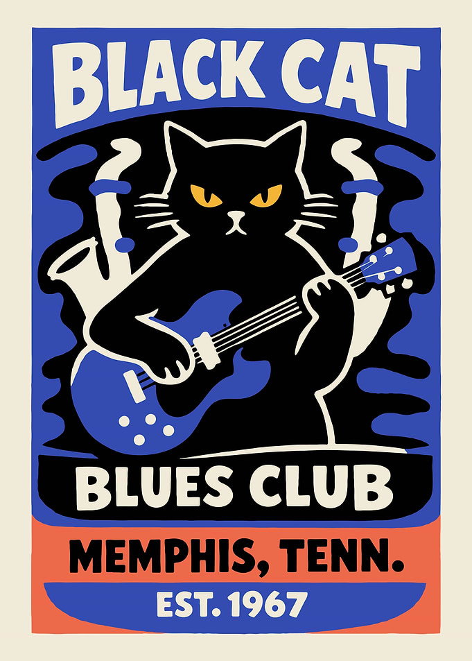 Black Cat Blues Club Memphis Poster