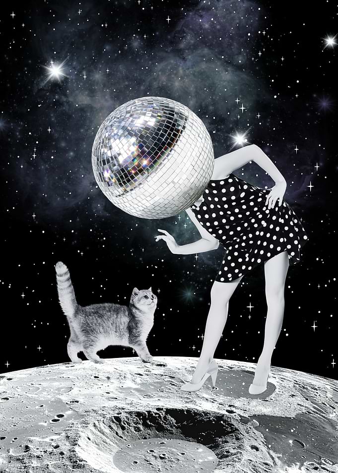 Disco Ball Head on the Moon