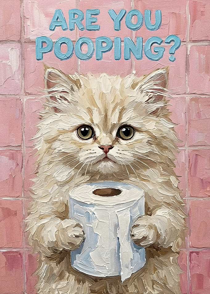 Cat with Toilet Paper Painting