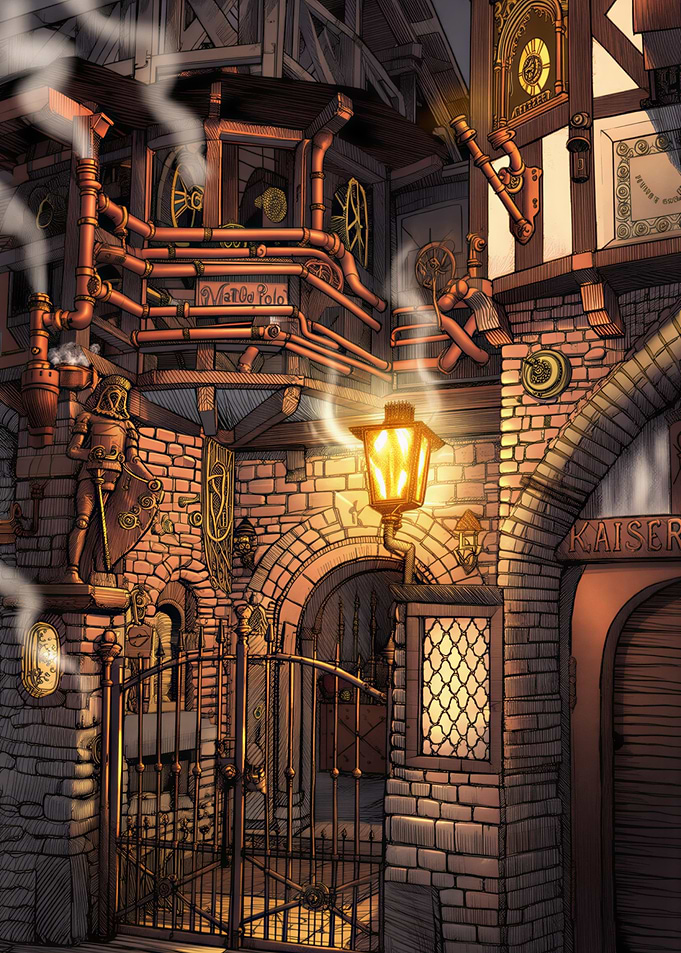 Steampunk Cityscape with Intricate Details